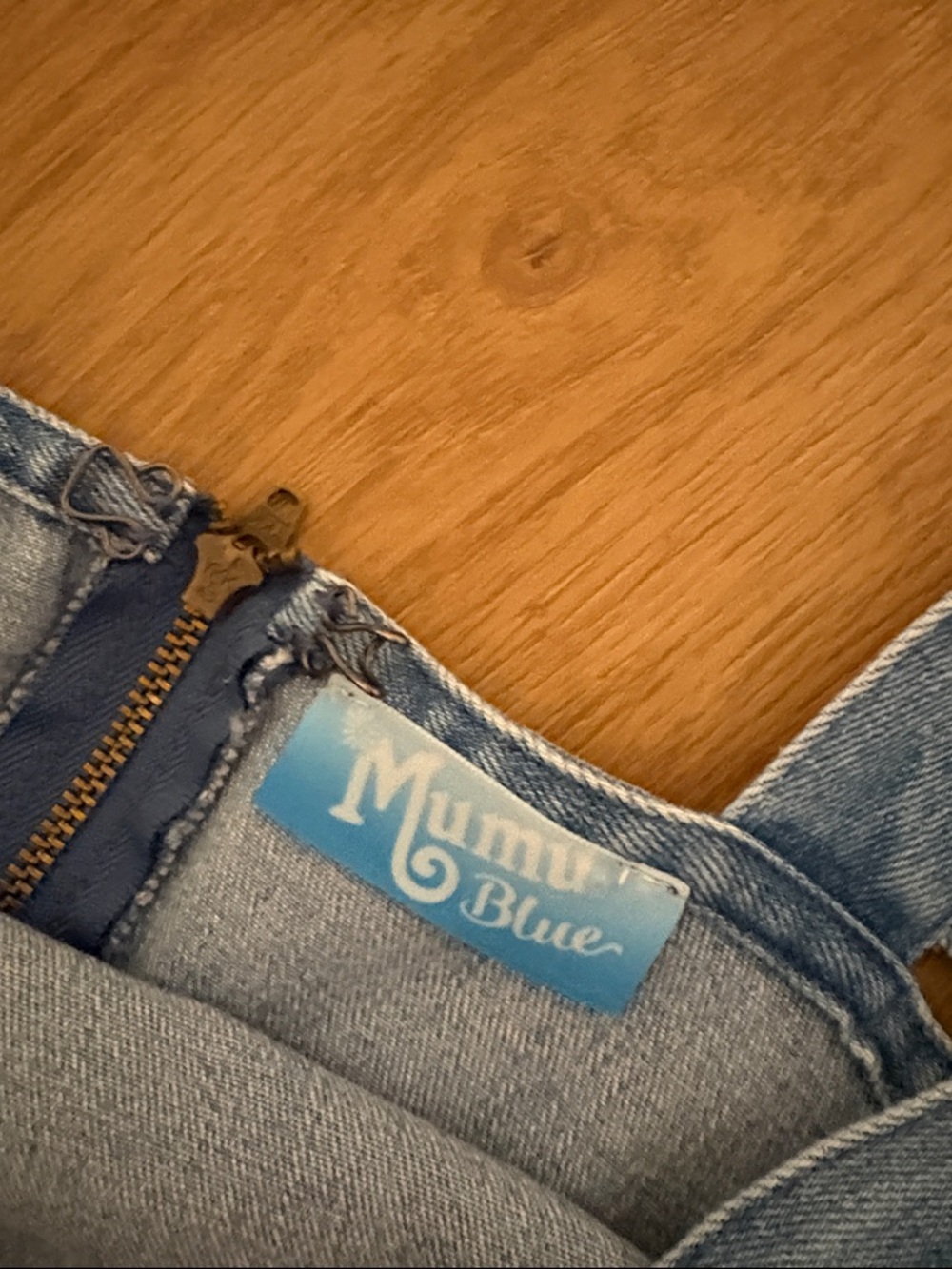 Show Me Your MuMu Denim Ruffle Strap Midi Dress - Blue - Picture 2 of 3